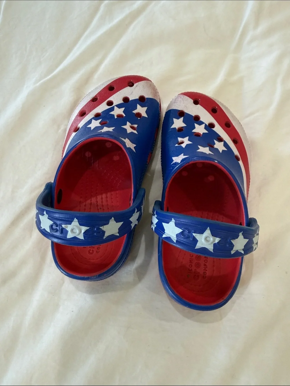 CROCS Kids Red, White & Blue Star Clog Sandals